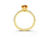 Yellow gold Marquise Cut Citrine Solitaire Pavé Engagement Ring with Round Band and Prong Setting_75