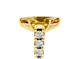Yellow gold Marquise Cut Citrine Solitaire Ring with Cathedral Setting and Pavé Band_5