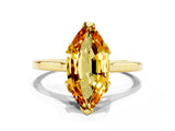 Yellow gold Marquise Cut Citrine Solitaire Ring with Flower Prong Setting and Classic Band_36