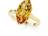 Yellow gold Marquise Cut Citrine Solitaire Ring with Flower Prong Setting and Classic Band_37