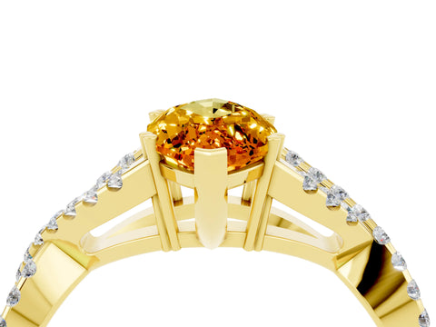 Yellow gold Marquise Cut Citrine Solitaire Ring with Four-Prong Setting and Twisted Pavé Band_4