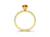 Yellow gold Marquise Cut Citrine Solitaire Ring with Pavé Accents and Four-Prong Setting_3