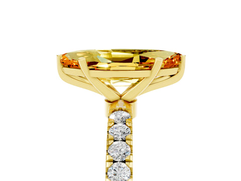 Yellow gold Marquise Cut Citrine Solitaire Ring with Pavé Accents and Four-Prong Setting_5