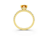 Yellow gold Marquise Cut Citrine Solitaire Ring with Pavé Band and Four-Prong Setting_27