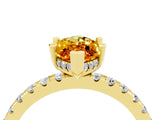 Yellow gold Marquise Cut Citrine Solitaire Ring with Pavé Band and Four-Prong Setting_28