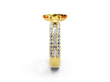 Yellow gold Marquise Cut Citrine Solitaire Ring with Pavé and Channel Set Band_2