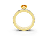 Yellow gold Marquise Cut Citrine Solitaire Ring with Pavé and Channel Set Band_3