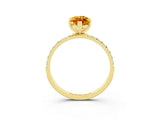 Yellow gold Marquise Cut Citrine Solitaire Ring with Pave Band and Four Prong Setting_27