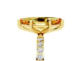 Yellow gold Marquise Cut Citrine Solitaire Ring with Pave Band and Four Prong Setting_29