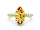 Yellow gold Marquise Cut Citrine Solitaire Ring with Round  Pavé Band and Four-Prong Setting_36