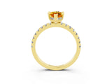 Yellow gold Marquise Cut Citrine Solitaire Ring with Round  Pavé Band and Four-Prong Setting_39