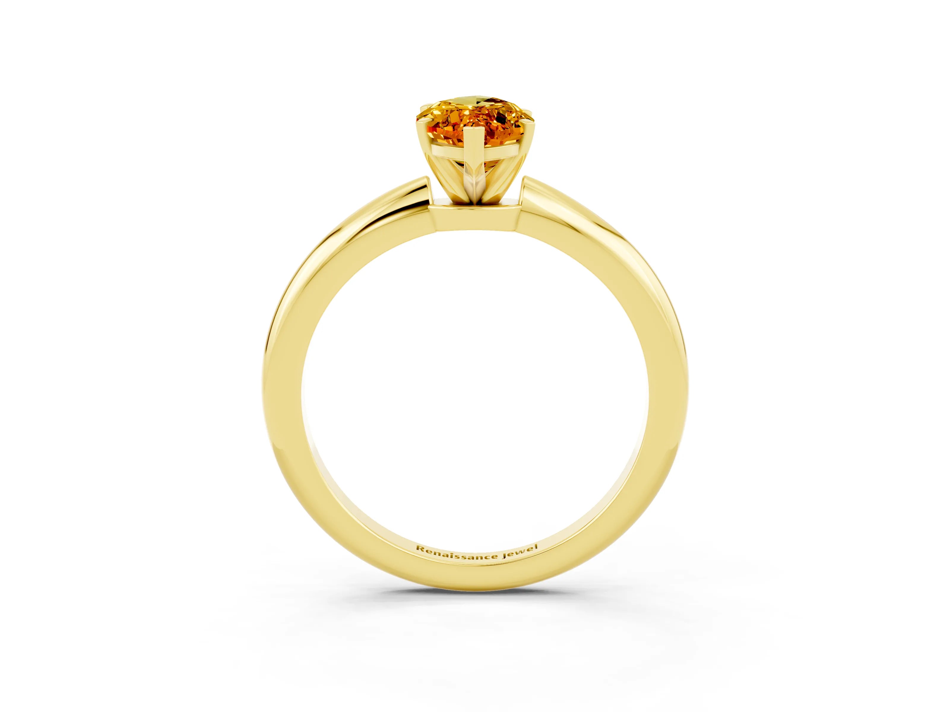 Yellow gold Marquise Cut Citrine Solitaire Ring with Six-Prong Setting and Classic Band_3
