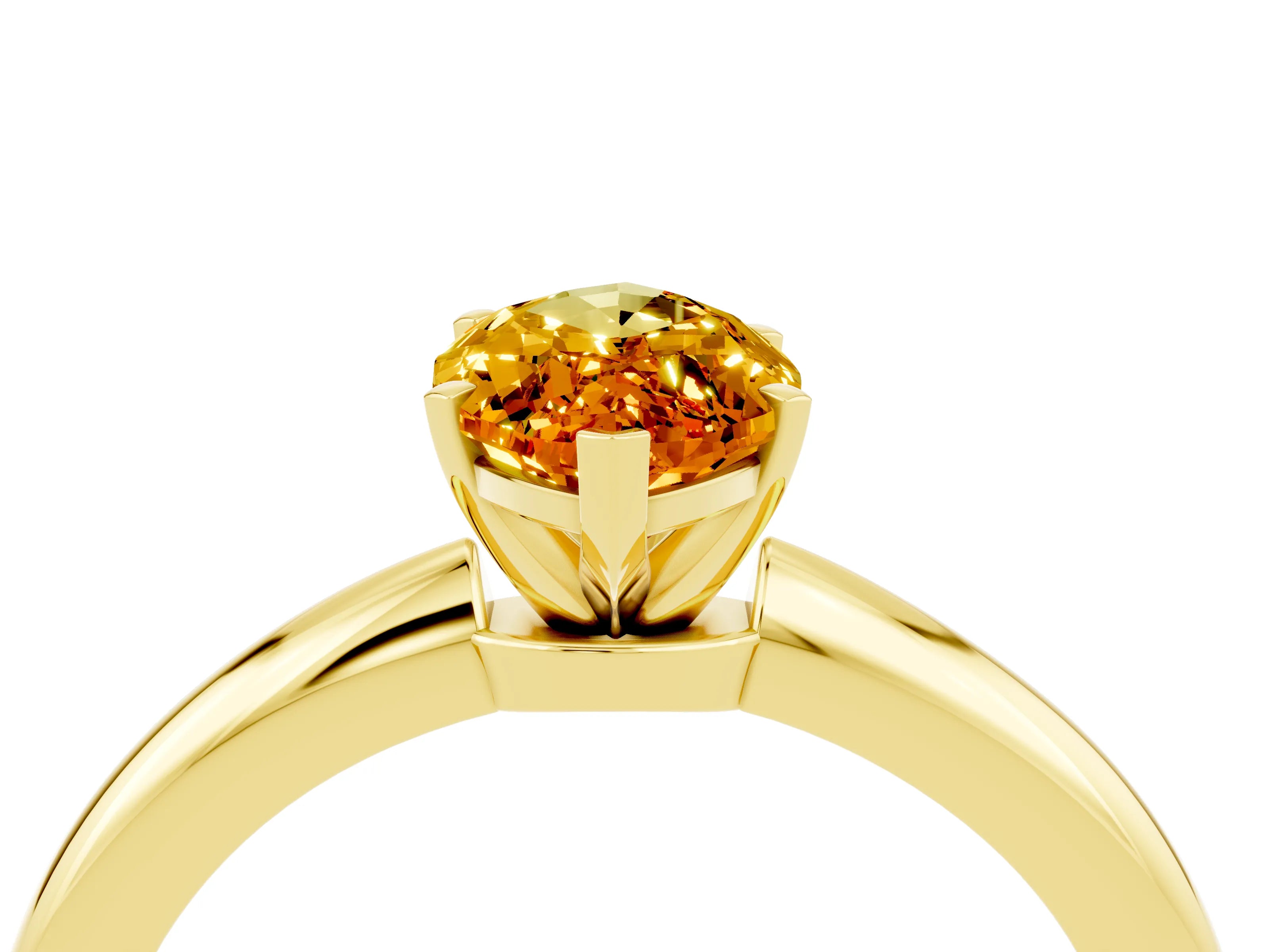 Yellow gold Marquise Cut Citrine Solitaire Ring with Six-Prong Setting and Classic Band_4
