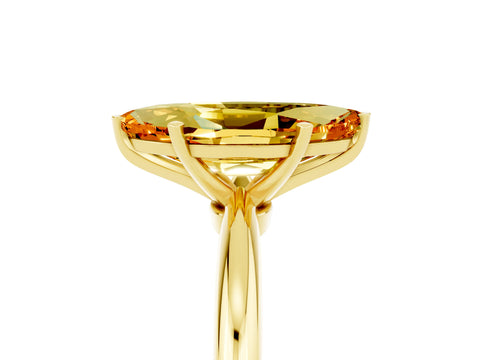 Yellow gold Marquise Cut Citrine Solitaire Ring with Six-Prong Setting and Classic Band_5
