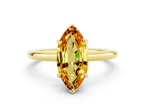 Yellow gold Marquise Cut Citrine Solitaire Ring with Thin Band and Four-Prong Setting_12