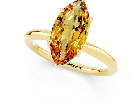 Yellow gold Marquise Cut Citrine Solitaire Ring with Thin Band and Four-Prong Setting_13