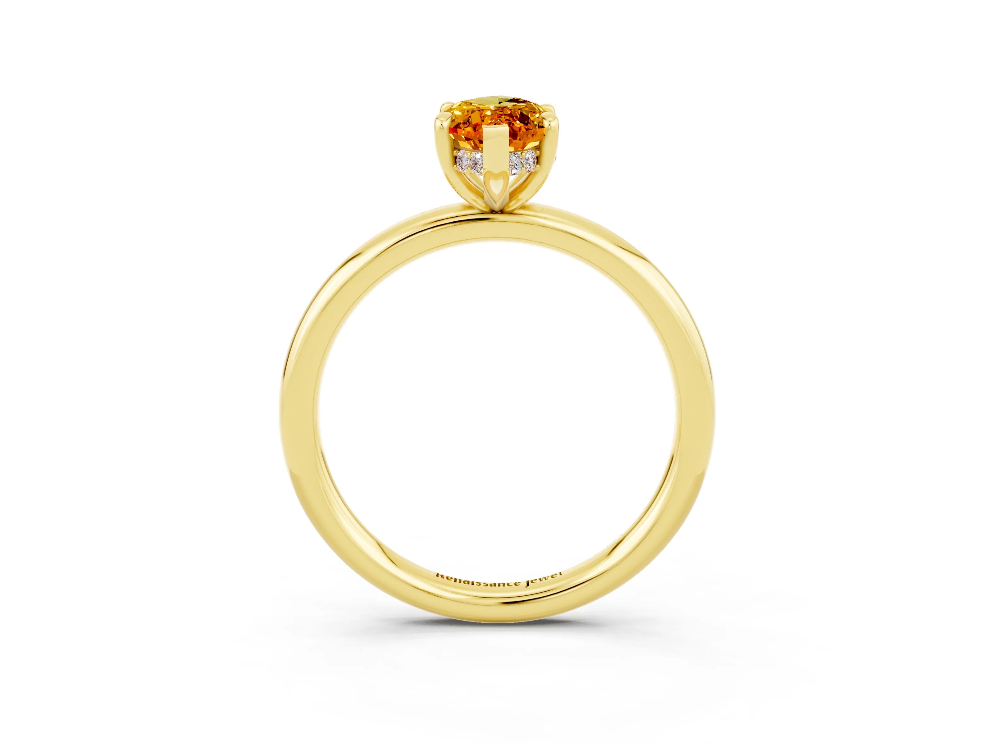 Yellow gold Marquise Cut Citrine Solitaire Ring with Thin Band and Four-Prong Setting_15