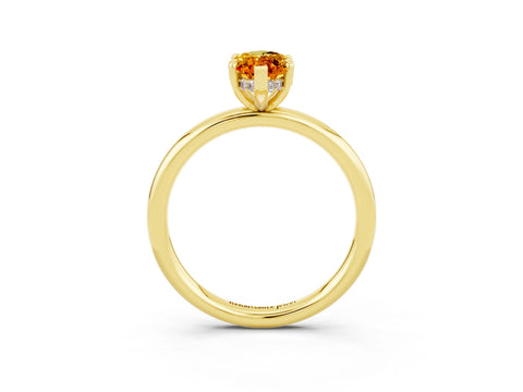 Yellow gold Marquise Cut Citrine Solitaire Ring with Thin Band and Four-Prong Setting_15