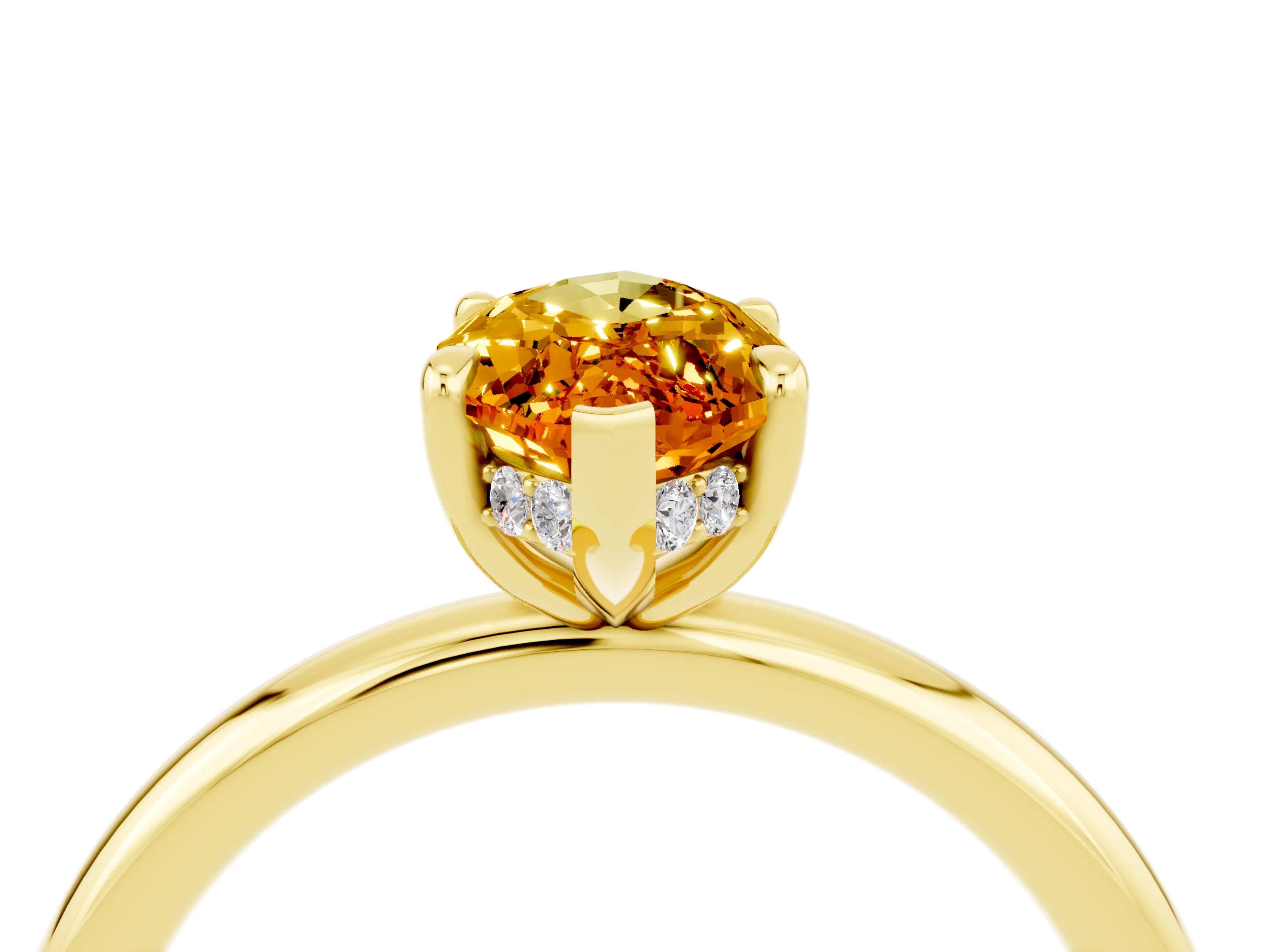 Yellow gold Marquise Cut Citrine Solitaire Ring with Thin Band and Four-Prong Setting_16