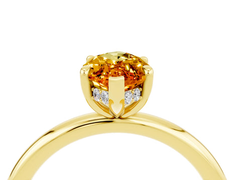 Yellow gold Marquise Cut Citrine Solitaire Ring with Thin Band and Four-Prong Setting_16