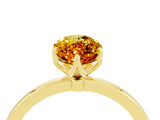Yellow gold Marquise Cut Citrine Solitaire Ring with Thin Band and Prong Setting_16