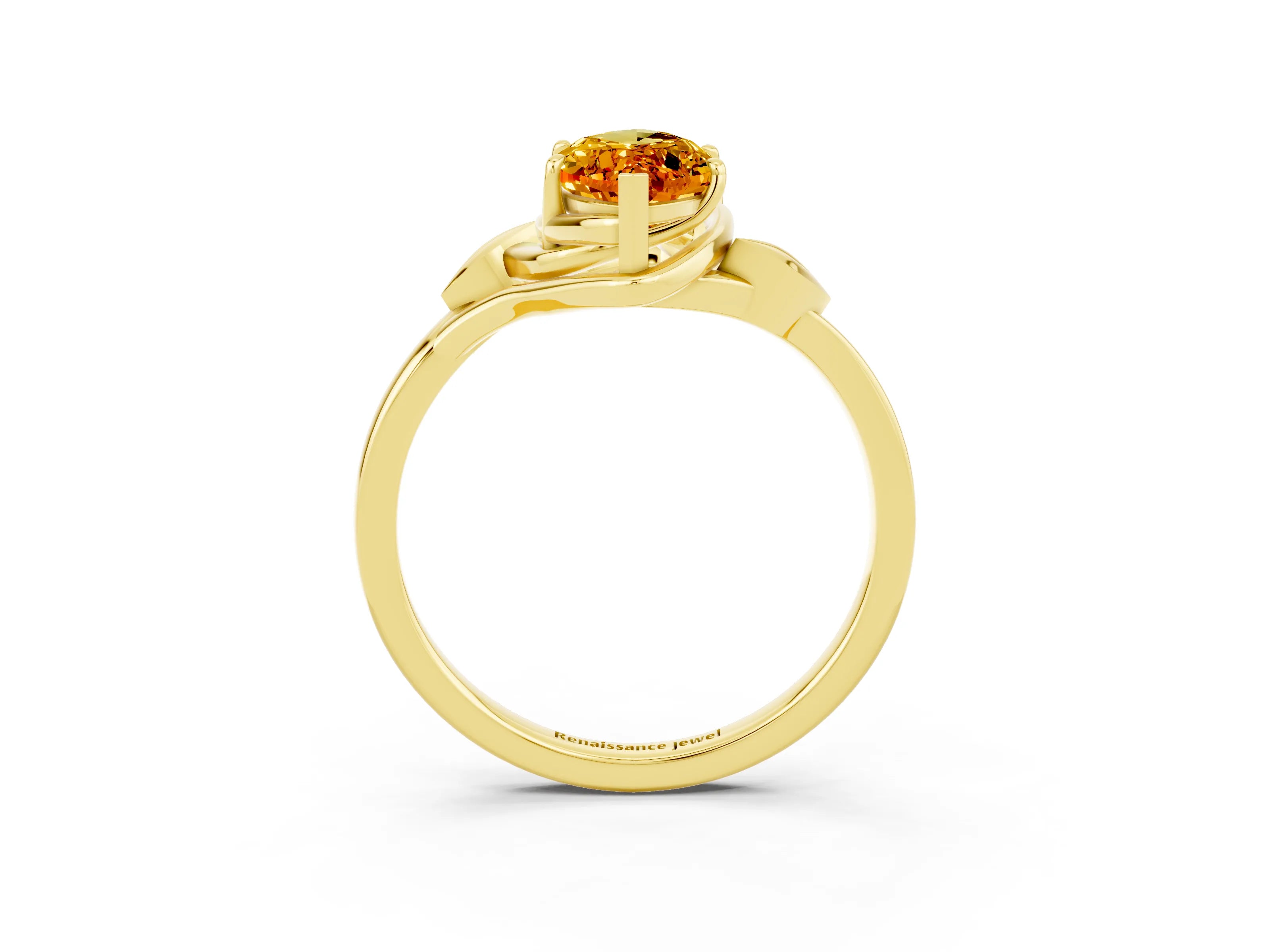 Yellow gold Marquise Cut Citrine Solitaire Ring with Twist Band and Four-Prong Setting_27