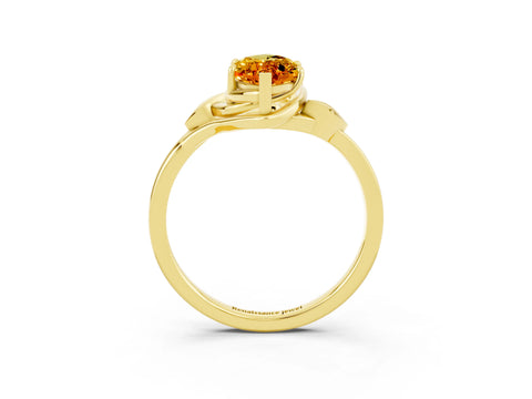 Yellow gold Marquise Cut Citrine Solitaire Ring with Twist Band and Four-Prong Setting_27