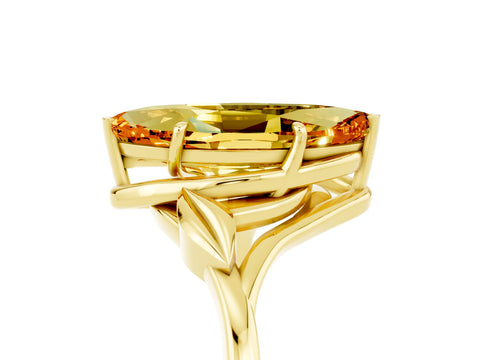Yellow gold Marquise Cut Citrine Solitaire Ring with Twist Band and Four-Prong Setting_29