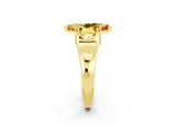 Yellow gold Marquise Cut Citrine Solitaire Ring with Wide Band and Prong Setting_2