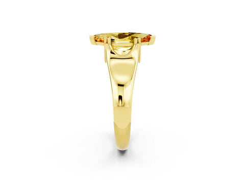 Yellow gold Marquise Cut Citrine Solitaire Ring with Wide Band and Prong Setting_2