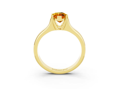 Yellow gold Marquise Cut Citrine Solitaire Ring with Wide Band and Prong Setting_3