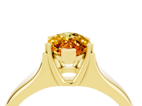 Yellow gold Marquise Cut Citrine Solitaire Ring with Wide Band and Prong Setting_4