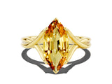 Yellow gold Marquise Cut Citrine Solitaire Twist Band Prong Setting Ring_36