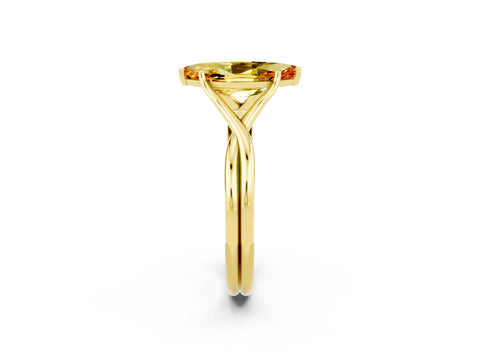 Yellow gold Marquise Cut Citrine Solitaire Twist Band Prong Setting Ring_38