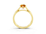 Yellow gold Marquise Cut Citrine Solitaire Twist Band Prong Setting Ring_39