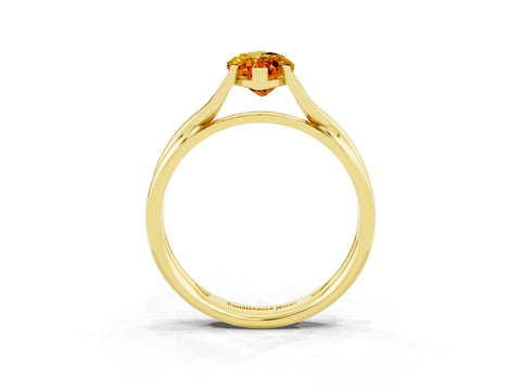 Yellow gold Marquise Cut Citrine Solitaire Twist Band Prong Setting Ring_39