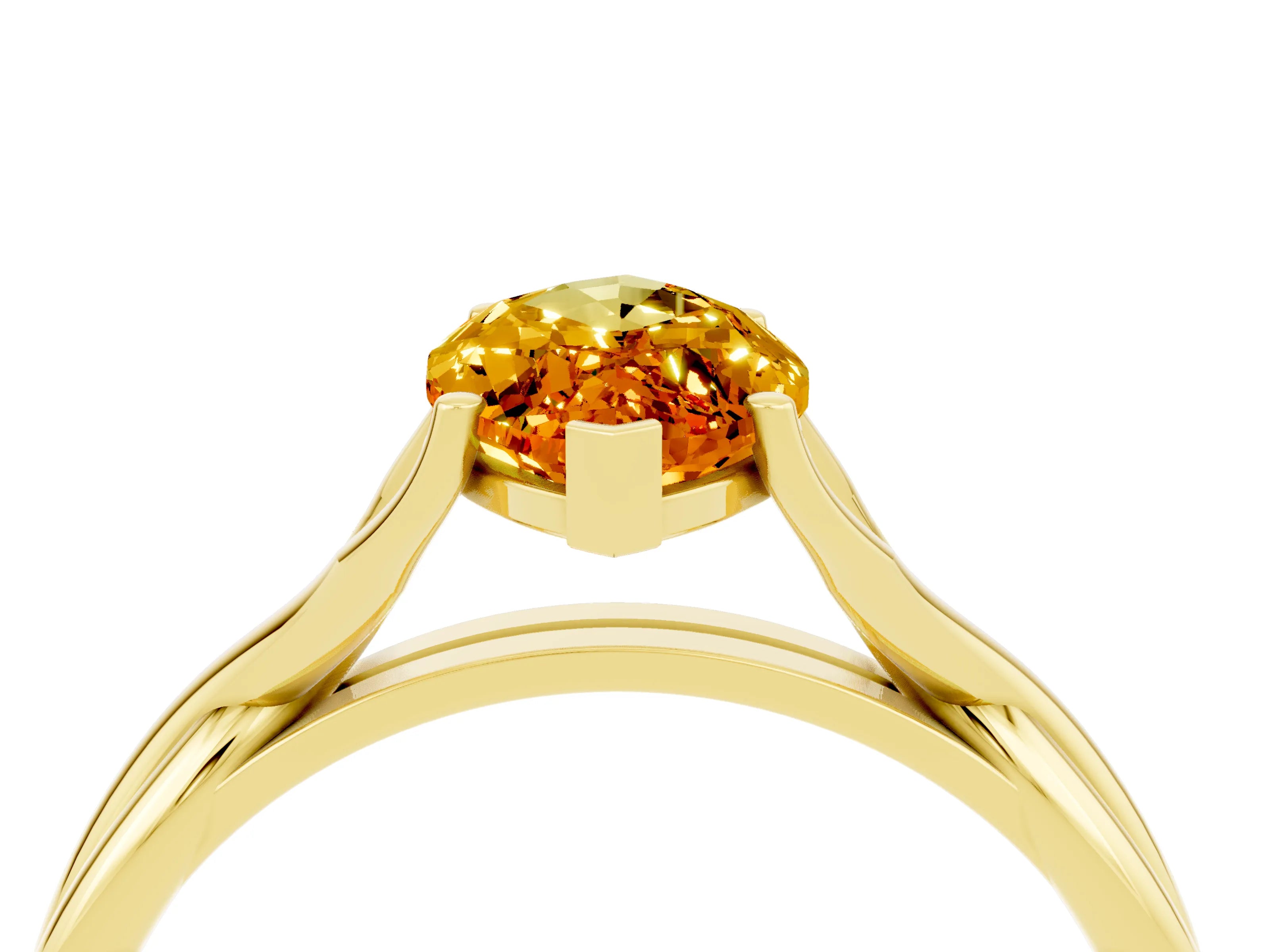 Yellow gold Marquise Cut Citrine Solitaire Twist Band Prong Setting Ring_40