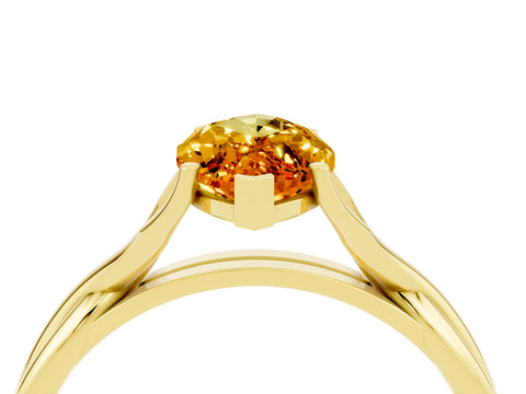 Yellow gold Marquise Cut Citrine Solitaire Twist Band Prong Setting Ring_40
