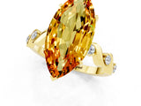 Yellow gold Marquise Cut Citrine Solitaire Twisted Band with Round  Accents and Prong Setting_13