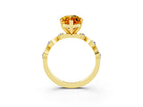 Yellow gold Marquise Cut Citrine Solitaire Twisted Band with Round  Accents and Prong Setting_15