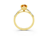Yellow gold Marquise Cut Citrine Solitaire with Side Baguettes and Channel Set Band_3