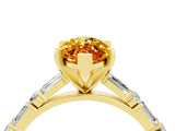Yellow gold Marquise Cut Citrine Solitaire with Side Baguettes and Channel Set Band_4