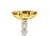Yellow gold Marquise Cut Citrine Solitaire with Side Stones, Pave Band, Four-Prong Setting_29