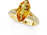 Yellow gold Marquise Cut Citrine Split Shank Engagement Ring with Pavé Band_1