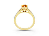 Yellow gold Marquise Cut Citrine Split Shank Engagement Ring with Pavé Band_3