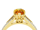 Yellow gold Marquise Cut Citrine Split Shank Engagement Ring with Pavé Band_4