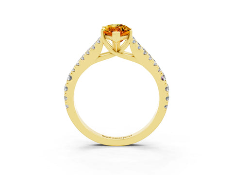 Yellow gold Marquise Cut Citrine Split Shank Pavé Engagement Ring with Four-Prong Setting_15