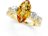 Yellow gold Marquise Cut Citrine Three-Stone Ring with Pavé Split Shank and Four-Prong Setting_13