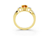 Yellow gold Marquise Cut Citrine Three-Stone Ring with Pavé Split Shank and Four-Prong Setting_15