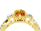 Yellow gold Marquise Cut Citrine Three-Stone Ring with Pavé Split Shank and Four-Prong Setting_16